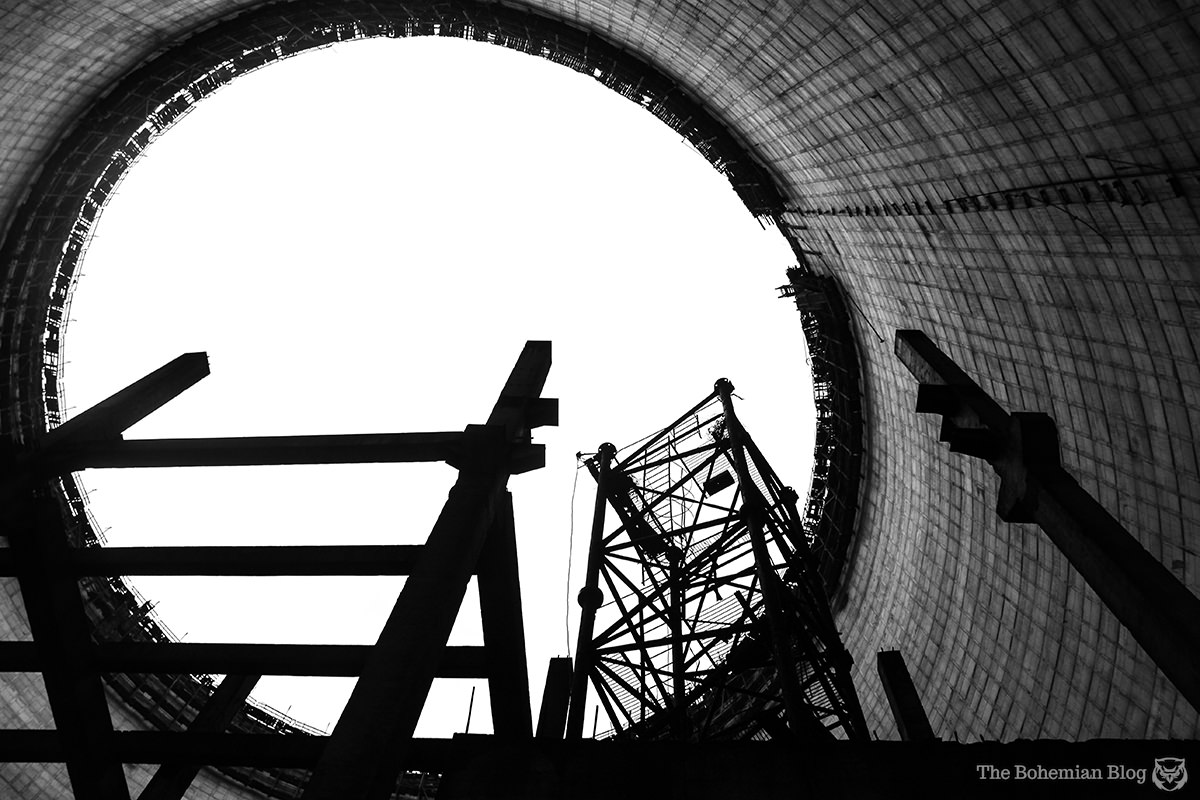 Inside the cooling tower at Chernobyl Reactor 5.