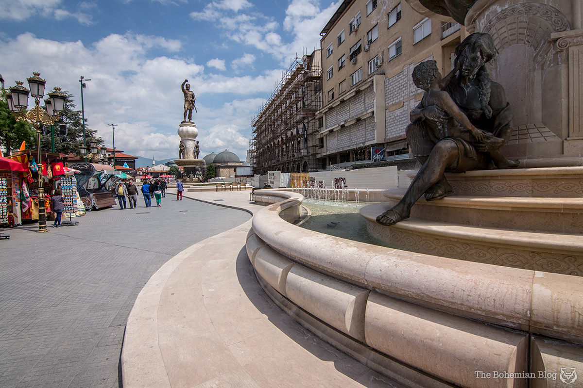 'Philip II of Macedon Square' cost €6.2 million to build. It features 4 fountains, with Philip himself – the Warrior – in the distance.