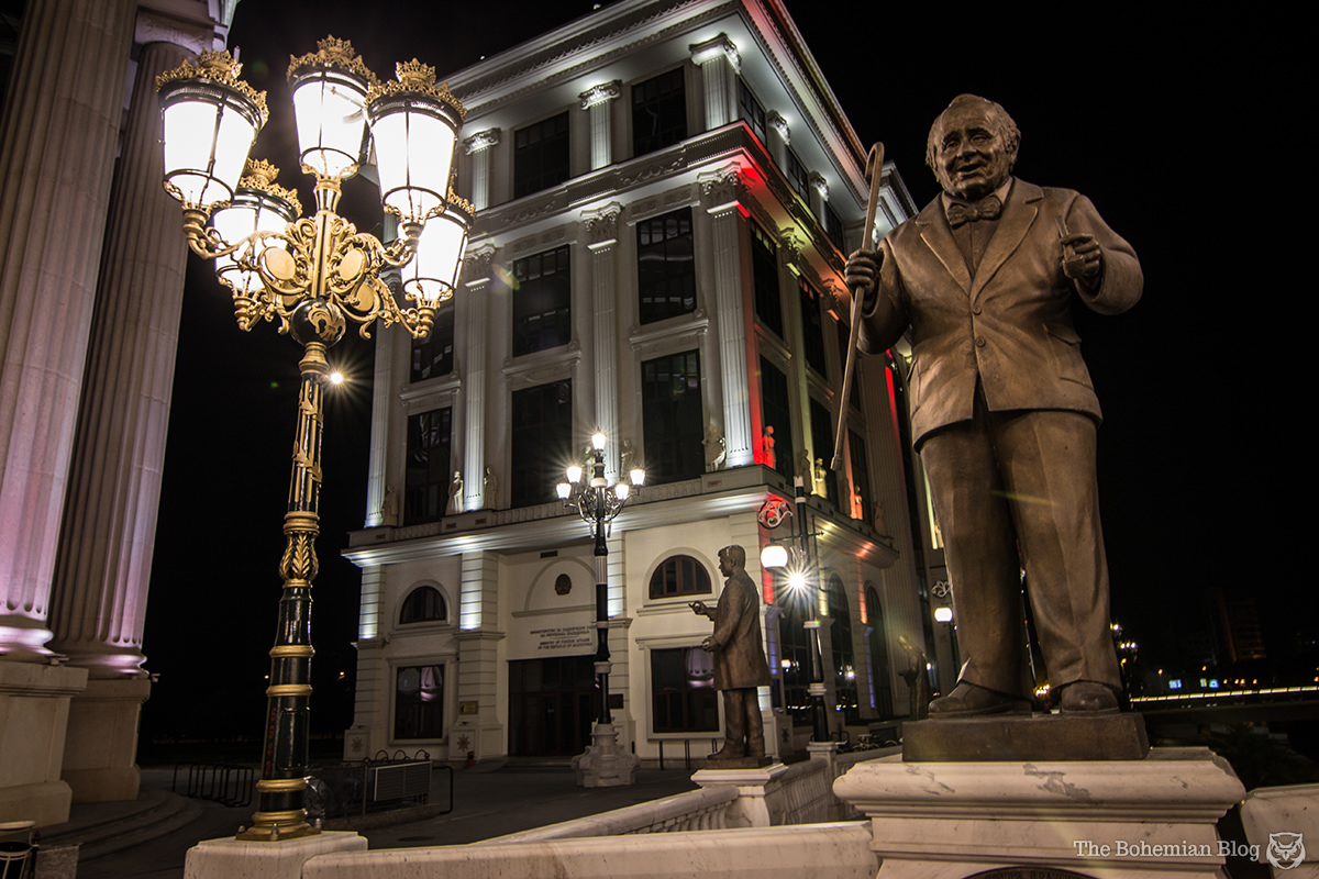 Petre Prličko: one of the figures on the Art Bridge, Skopje. The bridge features 29 sculptures, and cost €2.3 million to build.