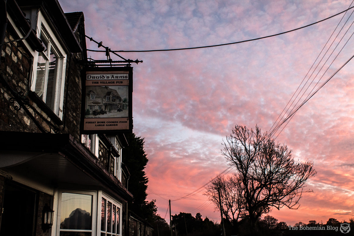 Sunset at the Druid's Arms in Stanton Drew.