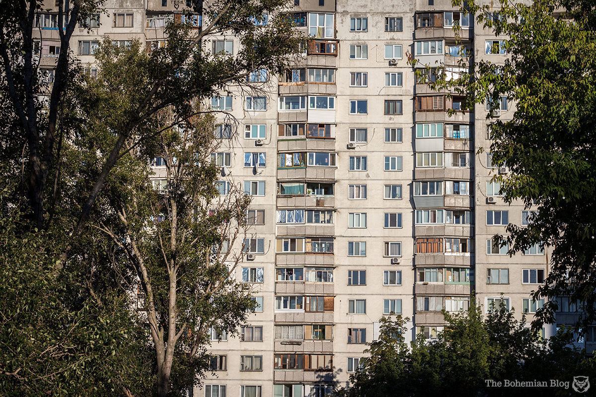 One of the many massive housing blocks that loom over the suburbs of Kiev.