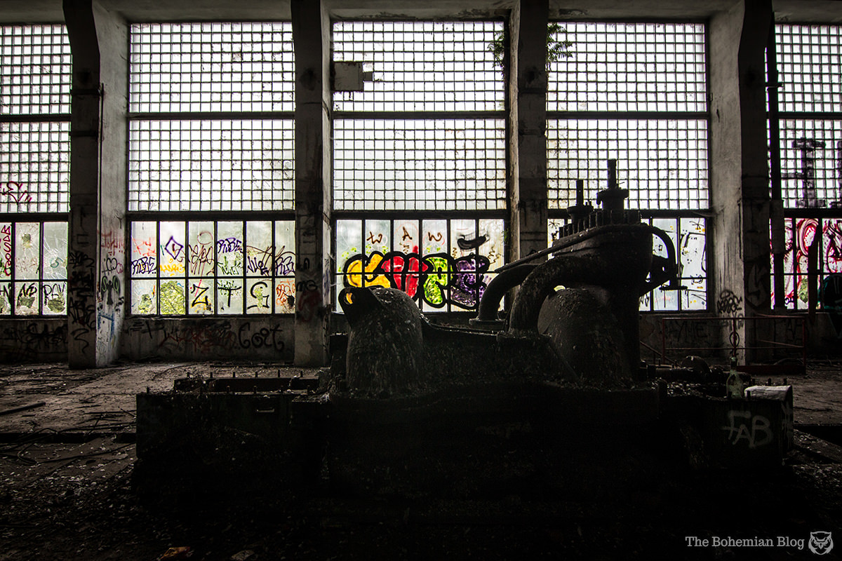 Rusted machinery in an abandoned Czech power station.