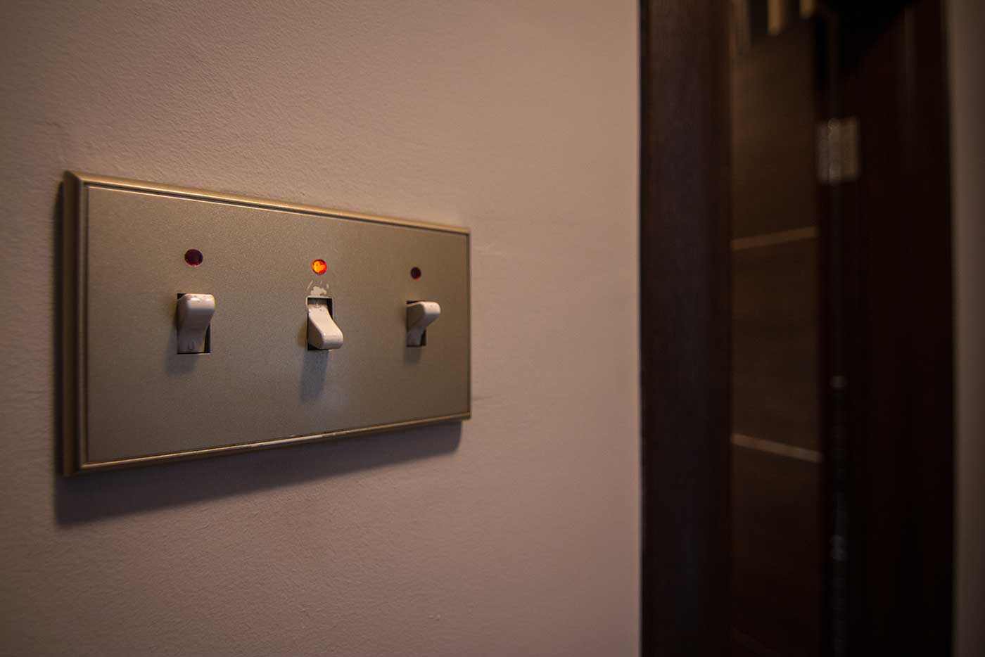 These heavy light switches inside the Genex Tower are extraordinarily satisfying to use.