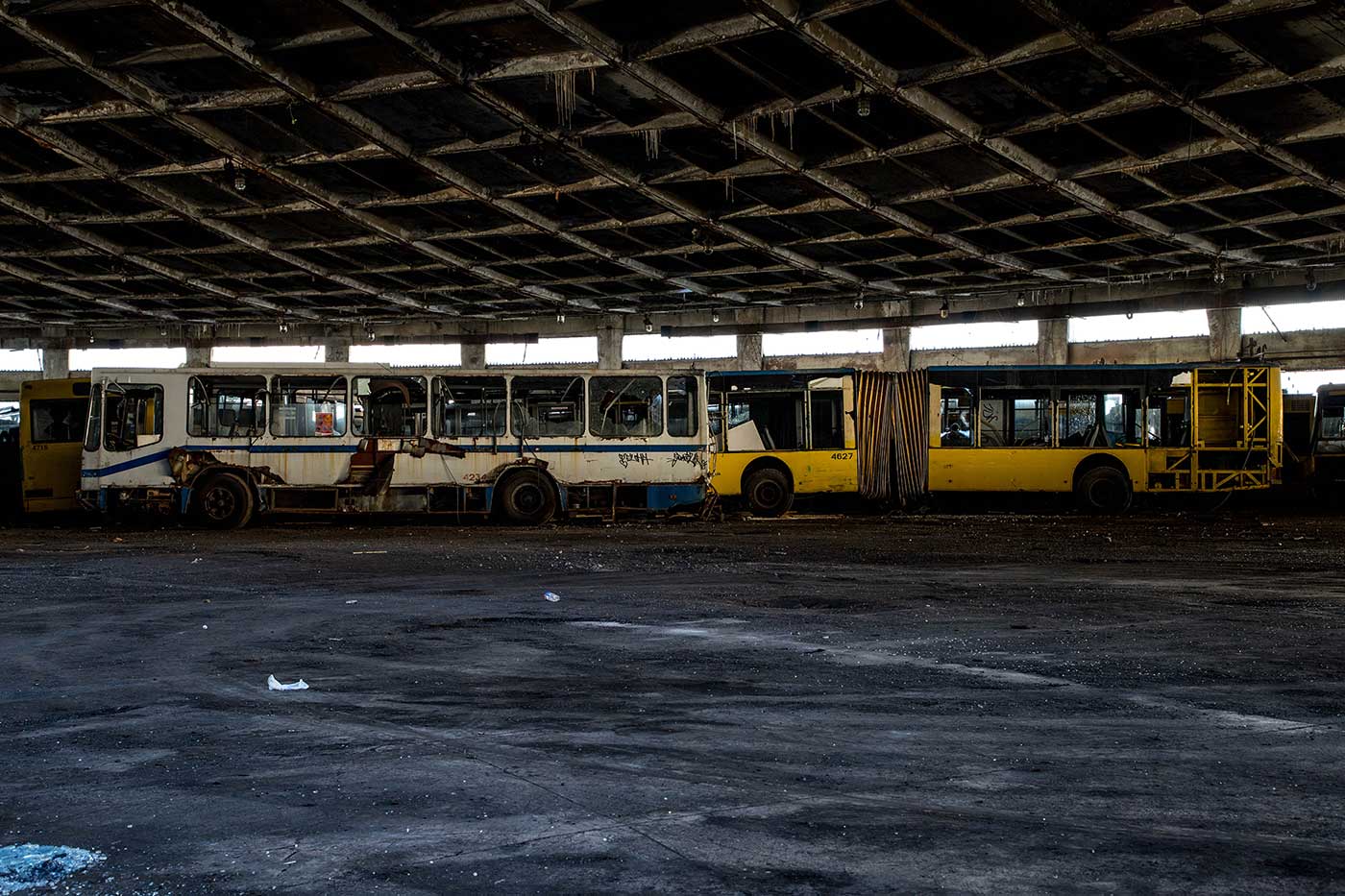 Autobus Park №7: the abandoned bus depot in Kyiv, Ukraine.