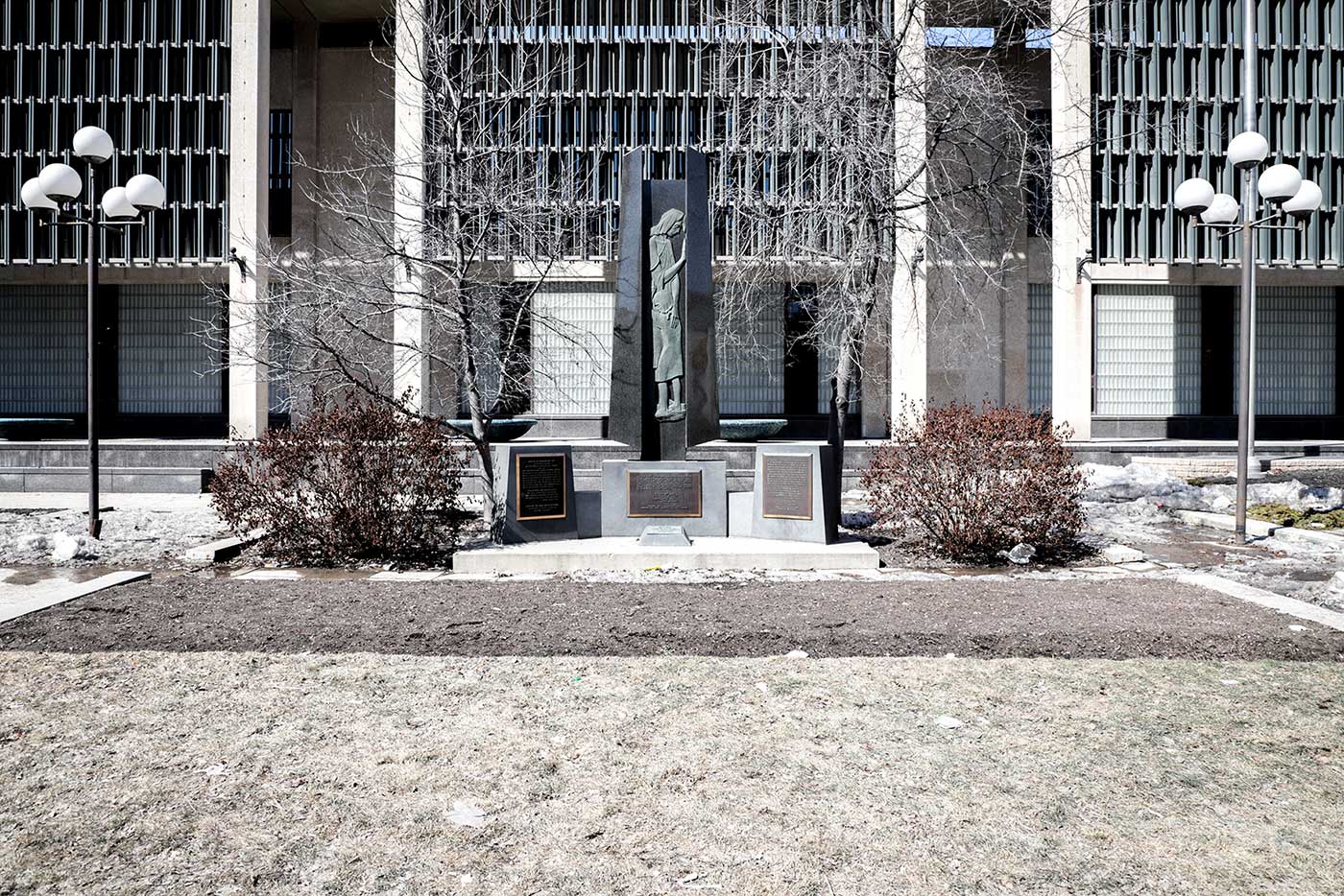 The Holodomor Monument outside Winnipeg’s City Hall on Main Street.