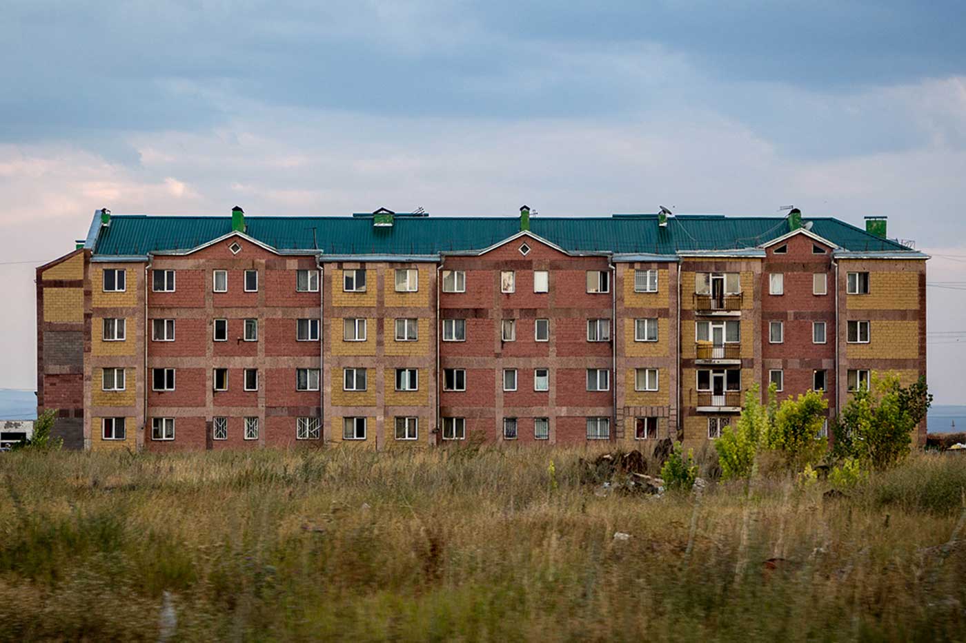One of the newer residential blocks in the Mush-2 district built for those who lost their homes in the earthquake.